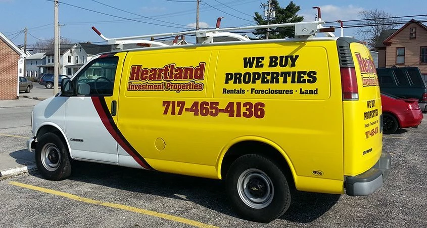 This wrap was designed, printed and installed for Heartland Investments of Hanover, PA.