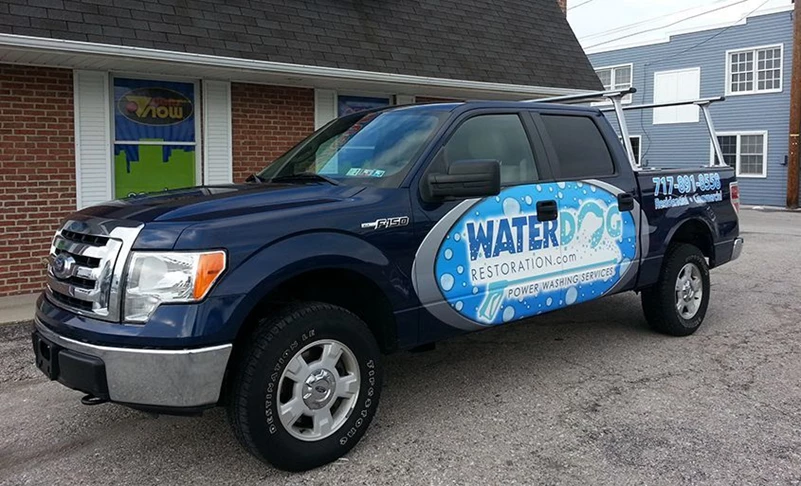 Full color graphics and a partial wrap on the cab help dress up this partial truck wrap.