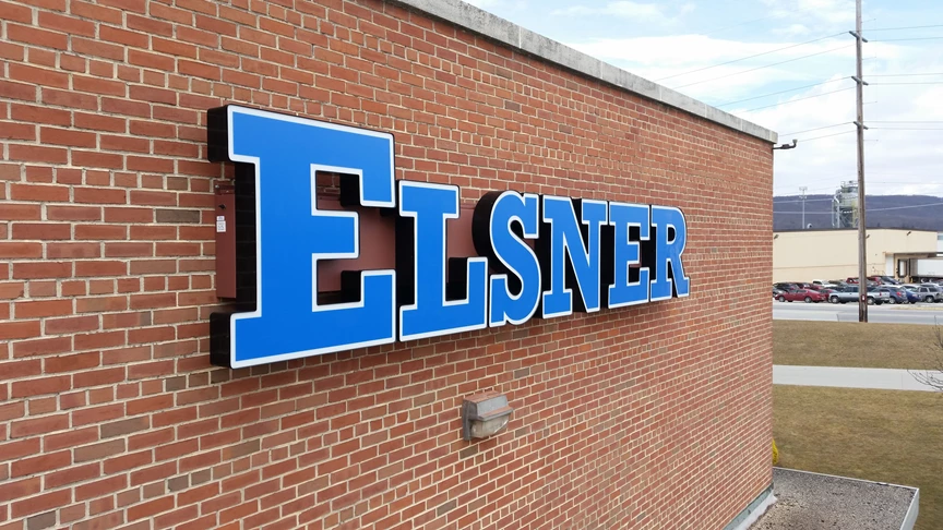 Lighted channel letters installed for Elsner Engineering